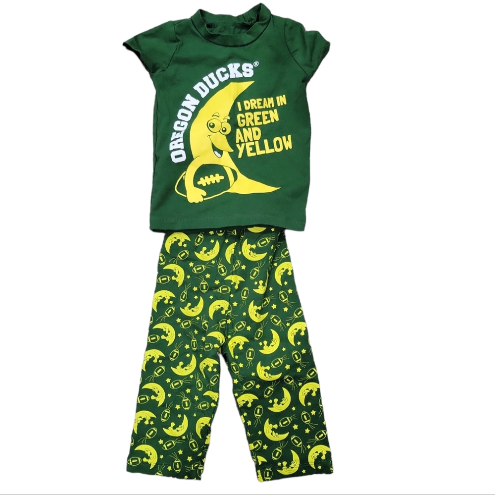 Cheekie Peach Oregon Ducks Two Piece Pajama Set Size 3-6 Month